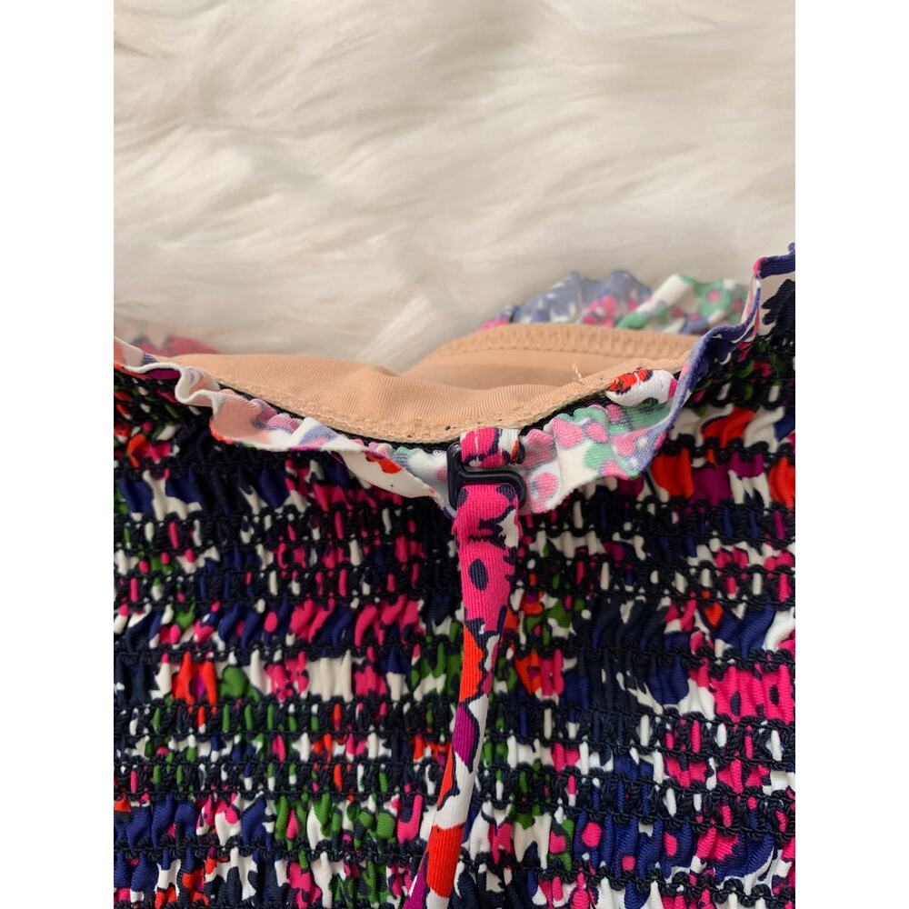 J Crew Watermark Floral Smocked Bandeau Bikini Top Size Medium - Picture 6 of 10